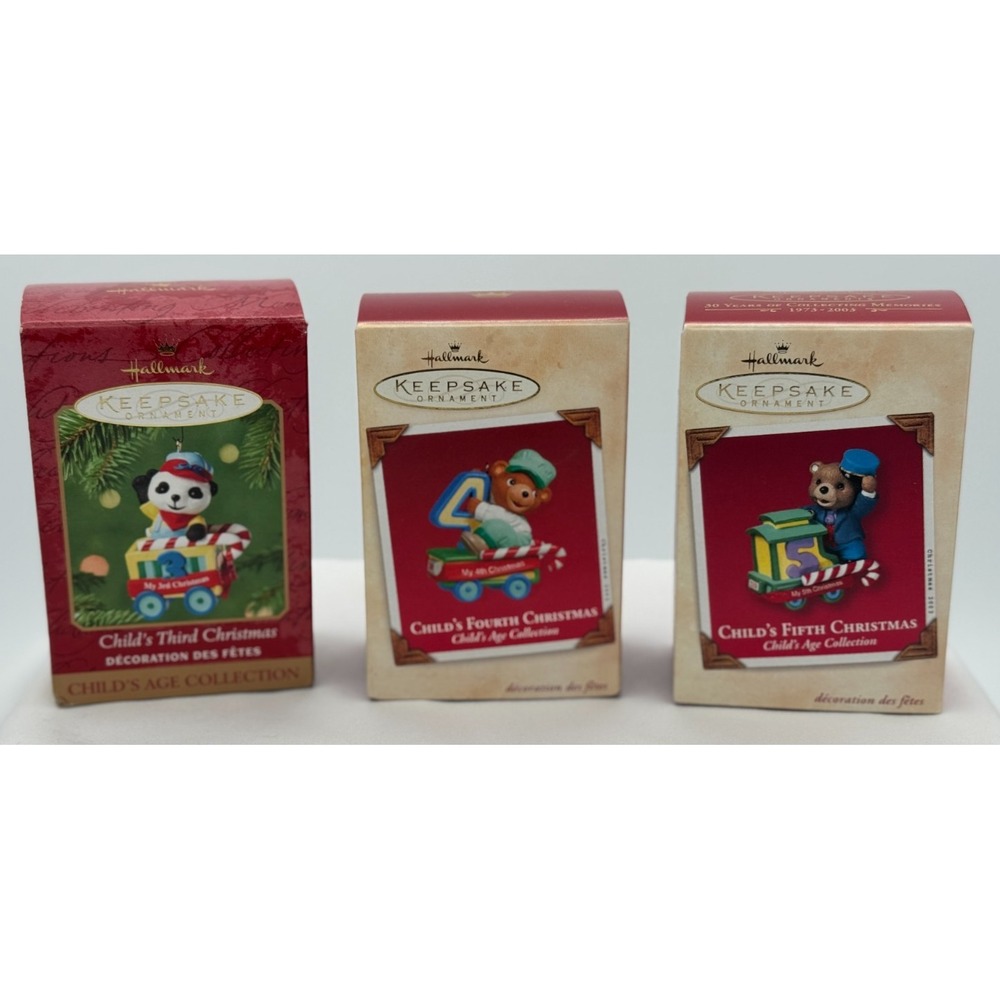 (3) Hallmark Keepsake Ornaments - Child's Third, Fourth, and Fifth Christmas